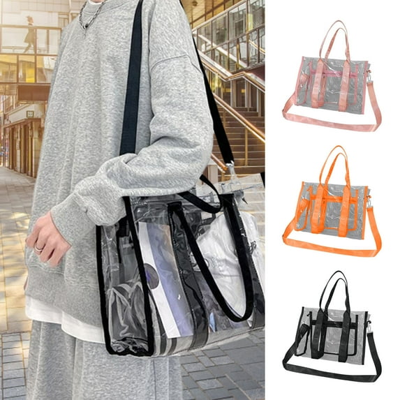 under $5 Usloyux Clear Bag, Stadium Approved Clear Tote Bag with Inner Pocket, Transparent Travel Bag for Sports Event, Concert, Work
