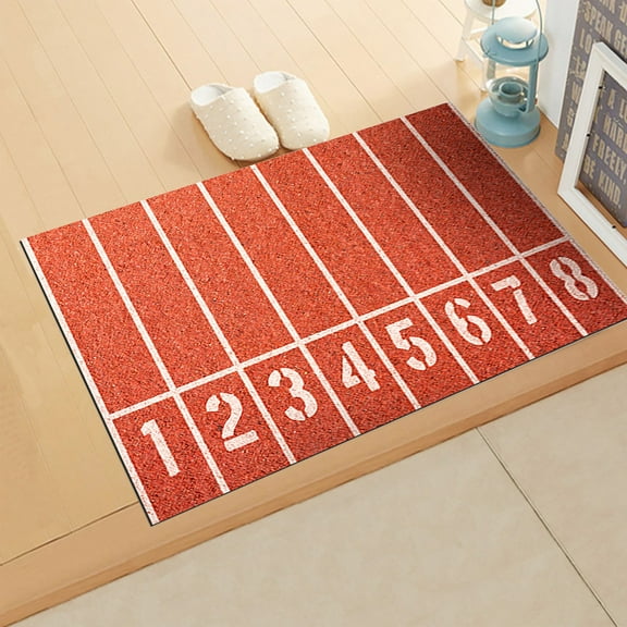 Clearance under $5 Usloyux Running Track Field Sport Pattern Area Rug Rugs Non-Slip Indoor Outdoor Floor Mat Doormats for Home Decor