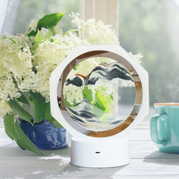 under $5 Usloyux Moving Sand Art Picture in Motion - Polygon Glass Sand Art - Relaxing Home Décor for Office and Living Space