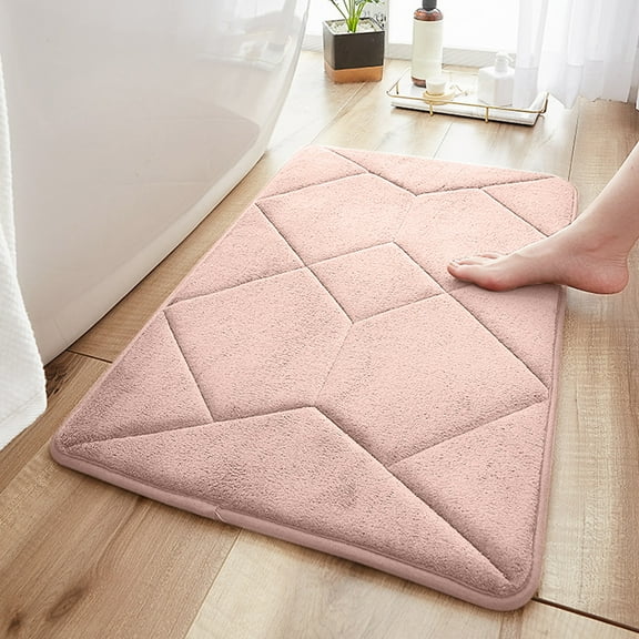 under $5 Usloyux Memory Foam Bath Mat 15.7x23.6, Ultra Soft and Absorbent Bathroom Rugs, Machine Washable, Comfortable Bath Carpet for Bathroom Floor, Tub and Shower