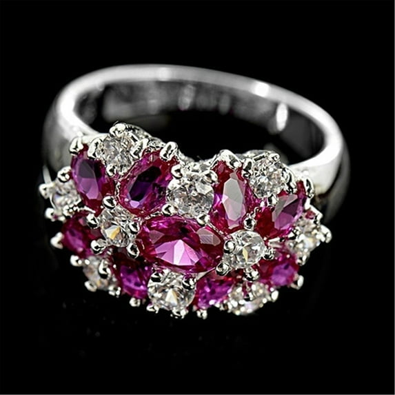 Clearance under $5 Women's 925 Silver Plated Inlaid Zircon Gem Ring,Ring for Women Minimalist Personalized Jewelry Sz 9
