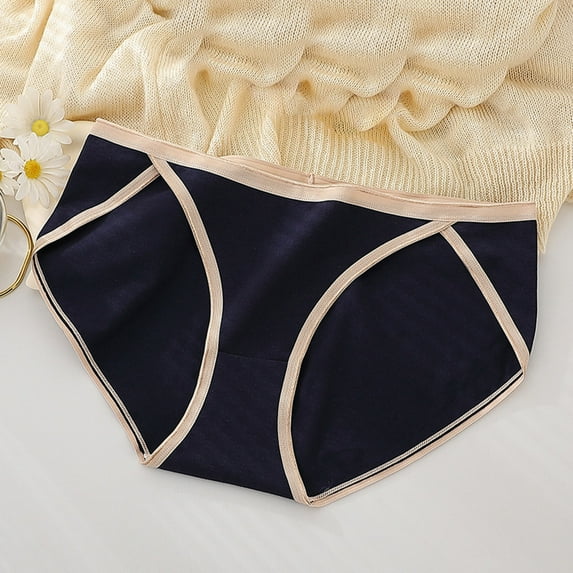 Clearance under 5 Women's Color Blocked Seamless High Slit Plus Size Underwear Blue XL