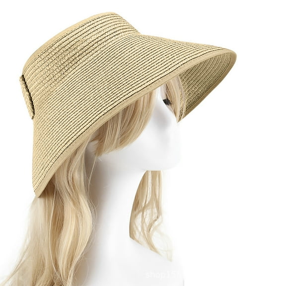 Clearance under 5$,Xixinqiwan Cloth Covered Slip-On Visor for Women, Wide Brim Beach Sunhat Adjustable Cap Sports Sun Visors