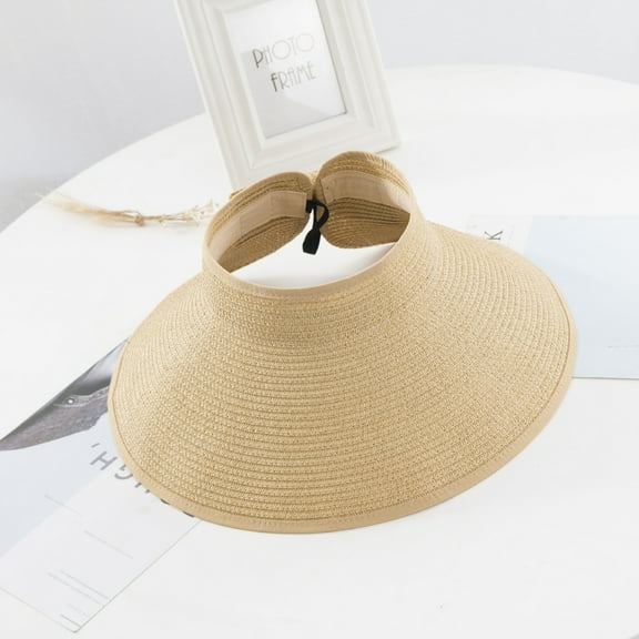 Clearance under 5$,Xixinqiwan Women's Roll Up Packable Sun Hat Wide Brim Beach Hat Cloth Covered Slip-On Visor for Women