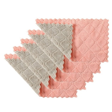 Clearance under $5 kladzum 5PCS Kitchen Towels Set Nonstick Oil Coral Velvet Hanging Hand Towels Kitchen Dishclout