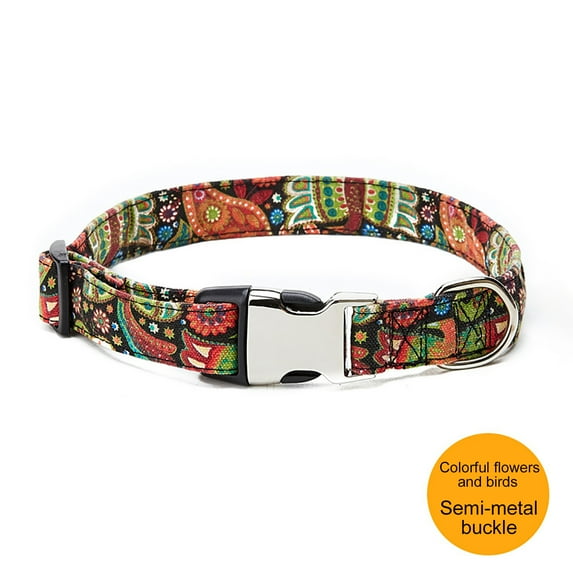 kladzum Dog Collar Summer Printed Puppy Collars Ethnic Pattern Personalized Half Metal Cotton Collar Pet Dog Collar