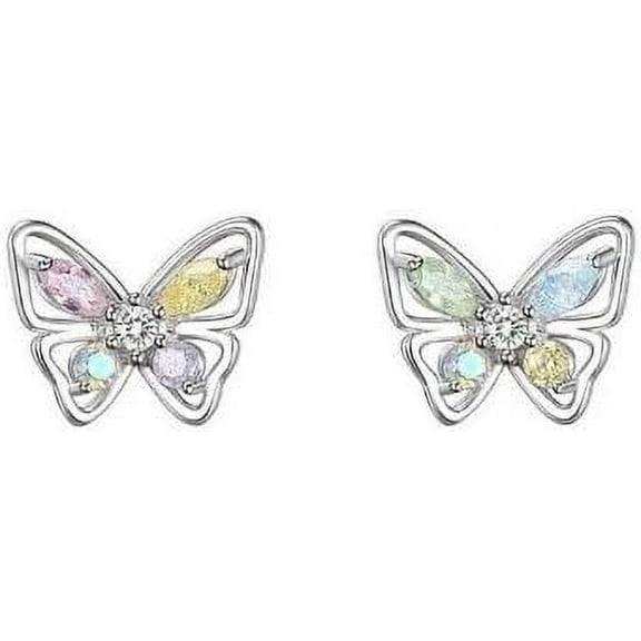 Clearance under $5925 Silver Crystal Butterfly Zircon Earrings Ear Stud Elegant Women Jewelry Gifta