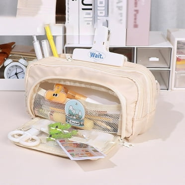 Clearance！under $5Big Capacity Pencil Case 3 Compartments Large Pencil Pouch Pen Bag Pencil Box Holder Organizer Simple Storage Aesthetic Stationery Cosmetics for Adults Men Women