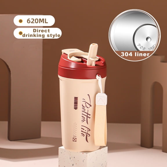 Clearance! water cup with straw and lid,iced coffee tumbler,stainless steel cups,Insulated Ice Cold Coke Mug,Beer Mug (Yellow, 620ml), KL520
