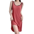 thumbnail image 1 of Clearance! women's nightgowns & sleepshirts nightgowns for women Womens Cotton Sleeveless Nightgown Spaghetti Strap V Neck Full Slip Sleep Dress clearance item Red, 1 of 2
