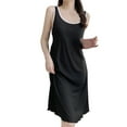 thumbnail image 1 of Clearance! women's nightgowns & sleepshirts nightgowns for women Womens Cotton Sleeveless Nightgown Spaghetti Strap V Neck Full Slip Sleep Dress clearance item Black, 1 of 2