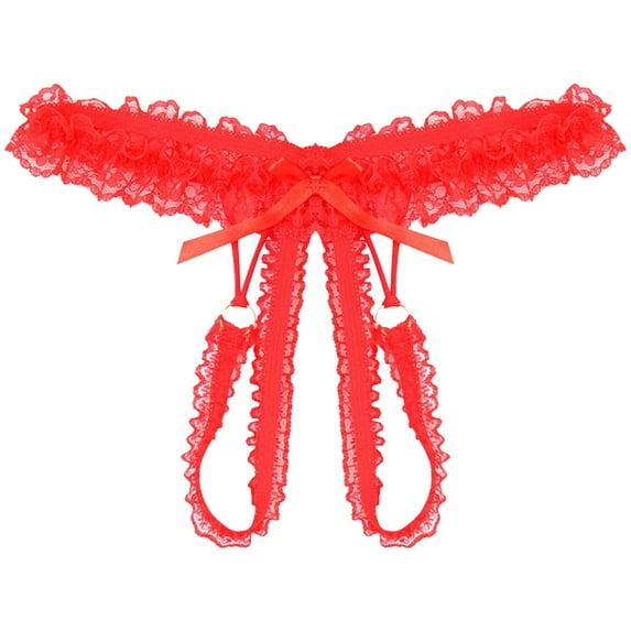 Clearance! womens panties panties for women Women's Sexy Lace Underpants Open Crotch Panties Low Waist Briefs Underwear Clearance sales Red