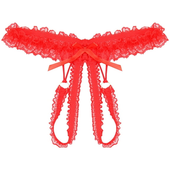 Clearance! womens panties panties for women Women's Sexy Lace Underpants Open Crotch Panties Low Waist Briefs Underwear Clearance sales Red