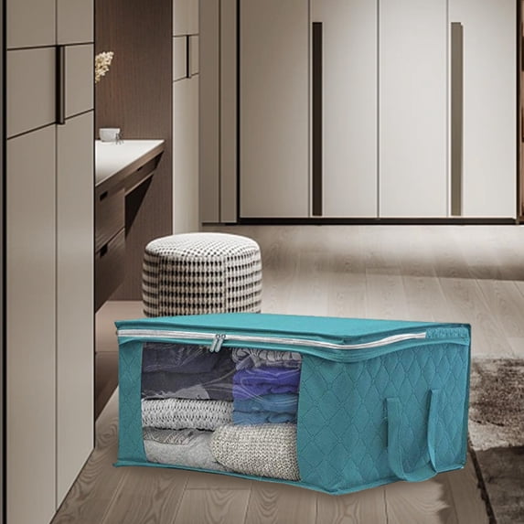 on Clearance!xgfhyjeh Cloth Storage Bins Organizer with Lids, Foldable Extra Large Capacity Clothes Storage Bags, Closet Wardrobe Storage Box for Clothing Blanket Bedding, Toy Containers Chest