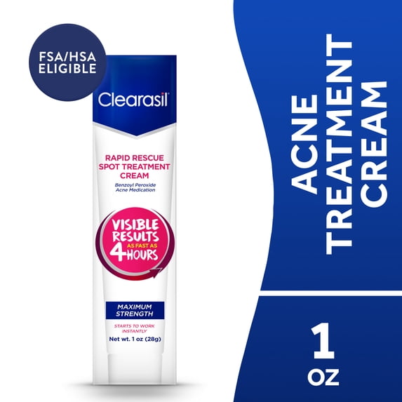 Clearasil Benzoyl Peroxide Rapid Rescue Spot Treatment Acne Cream, 1 fl oz
