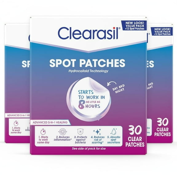 Clearasil Rapid Rescue Day and Night Acne Spot Patches, 30 Count (Pack of 3)