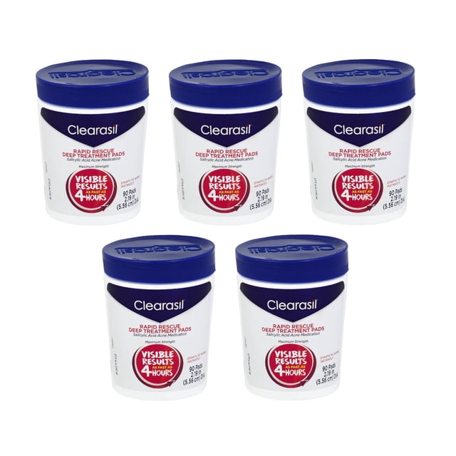 Clearasil Rapid Rescue Deep Treatment Acne Pads, 90 Count - Pack of 5 ...