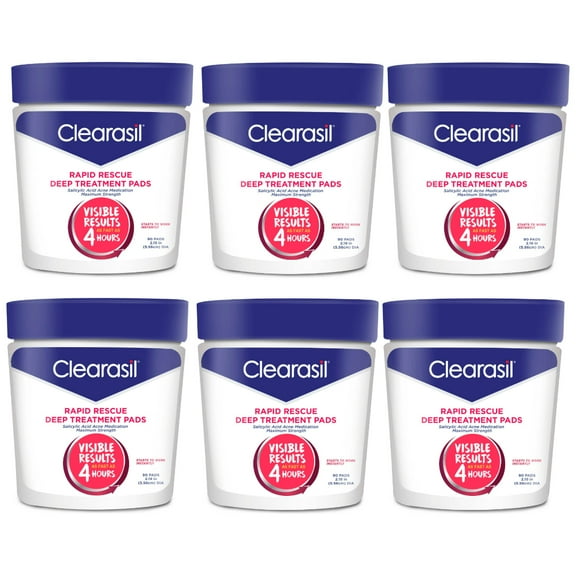 Clearasil Rapid Rescue Deep Treatment Cleansing Pads, 90 Count (Pack of 6)