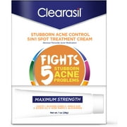 Clearasil Stubborn Acne Control 5in1 Spot Treatment Cream, 1 oz (Pack of 2)