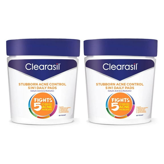 Clearasil Ultra 5 In 1 Acne Face Wash Pads, 90 Count (Pack Of 2).