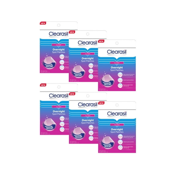 Clearasil Ultra Overnight Spot Patches For Seals Out Bacteria, 18 Ea, 6 Pack