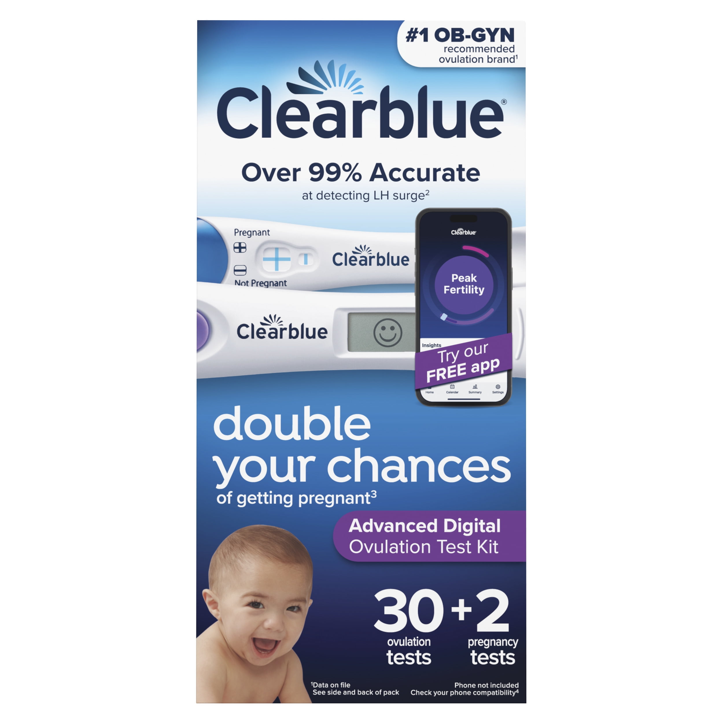 Clearblue Advanced Digital Ovulation Test Kit, 32 Ct