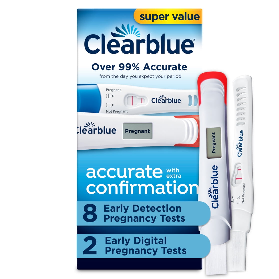 Clearblue Early Pregnancy Test Kit, At Home Pregnancy Test Kit for Women, hCG Hormone Pregnancy Tests with Easy to Read Results, 10 Tests