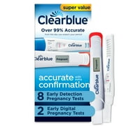 مجموعة اختبار الحمل المبكر Clearblue، مجموعة اختبار الحمل المنزلي للنساء، اختبارات الحمل بهرمون HCG مع نتائج سهلة القراءة، 10 اختبارات