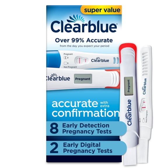 Clearblue Early Pregnancy Test Kit, At Home Pregnancy Test Kit for Women, hCG Hormone Pregnancy Tests with Easy to Read Results, 10 Tests
