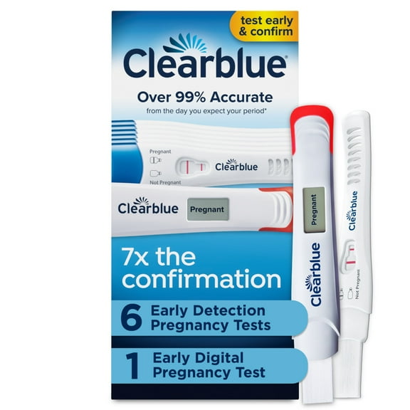 Clearblue Early Pregnancy Test Kit, At-Home Pregnancy Test Kit for Women, hCG Hormone Pregnancy Tests with Easy-to-Read Results, 7 Tests