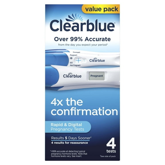 Clearblue Pregnancy Test Combo Pack, Digital & Rapid Detection 4 Ct