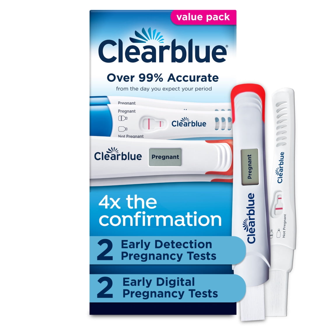 Clearblue Early Pregnancy Test Kit, Results 6 Days Sooner, At Home Pregnancy Test Kit for Women, hCG Hormone Pregnancy Tests with Easy to Read Results, 4 Tests