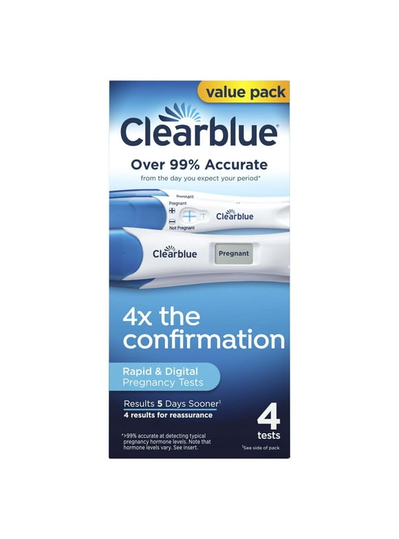 Clearblue Pregnancy Test Combo Pack, Digital with Smart Countdown & Rapid Detection 4 Ct