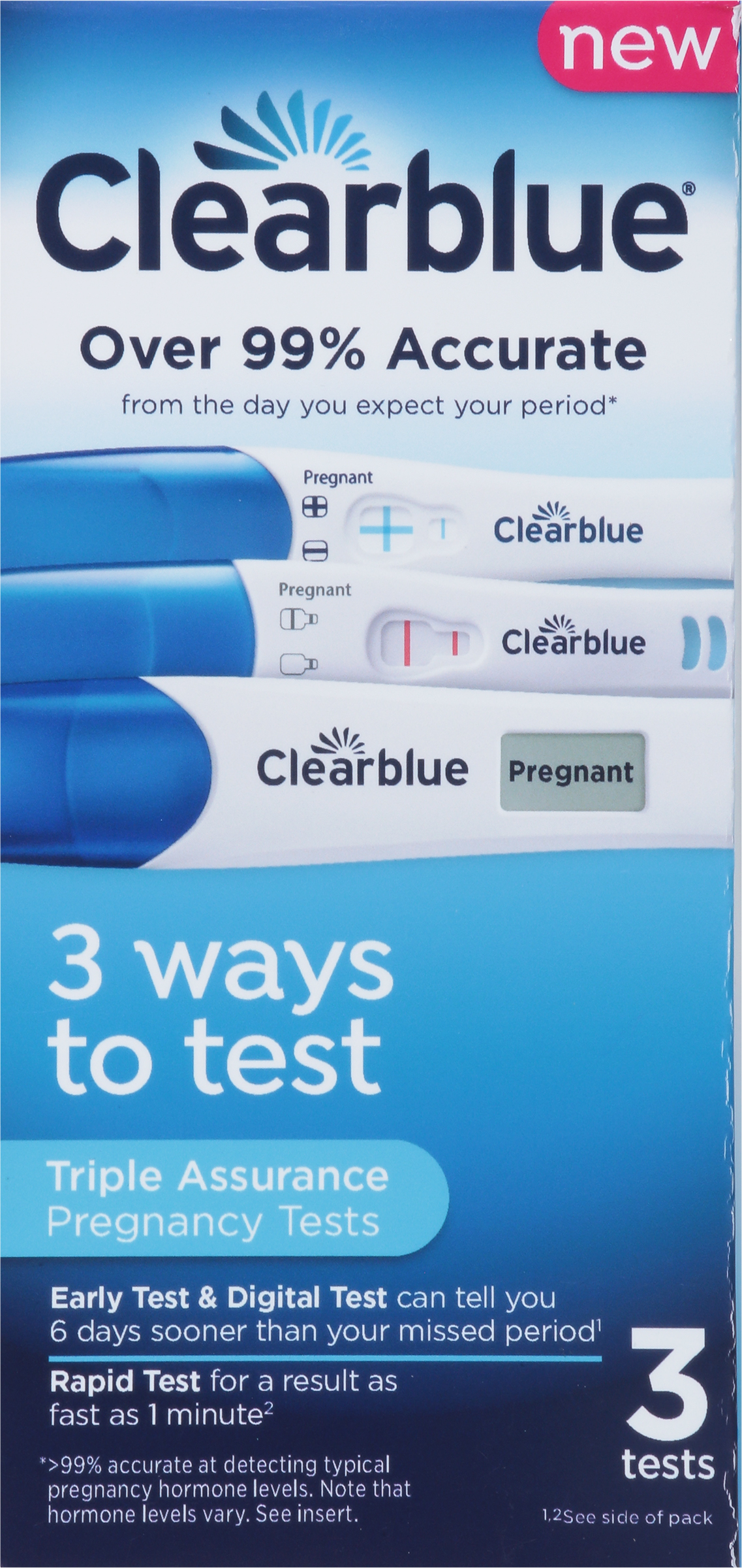 Clearblue Triple Assurance Pregnancy Test Kit, Home Pregnancy Tests, 3 Ways to Test, 3 Ct