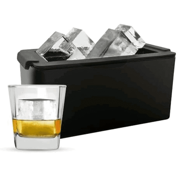 Clearcube Crystal Clear Ice Cube Maker - 6 Piece Directional Freezing System - Makes 8 Jumbo 2 Inch Crystal Clear Ice Cubes - No Odor Lid No Freezer Burn - Perfect for Whiskey Cocktails and More