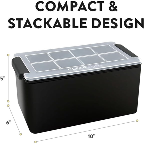 Clearcube   Ice Cube Maker - 6 Piece Directional Freezing System - Makes 8 Jumbo 2 Inch   Ice Cubes - No Odor Lid No Freezer Burn - Perfect for Whiskey Cocktails and