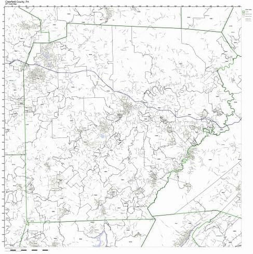 Clearfield County, Pennsylvania PA Zip Code Map Not Laminated