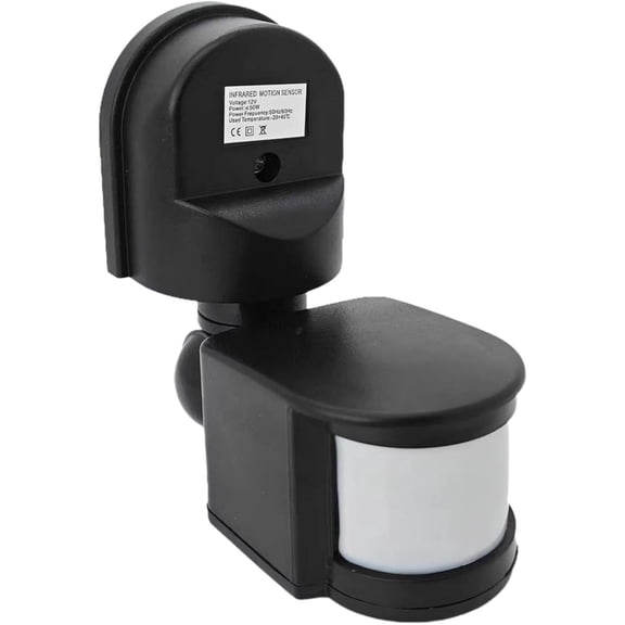 Clearhill 12V PIR Motion Detecto Sensor Switch,Wall Mounted,180 Detection Range,Waterproof,Automatic Dusk to Dawn,for backyards, garages,doorways.(Black)