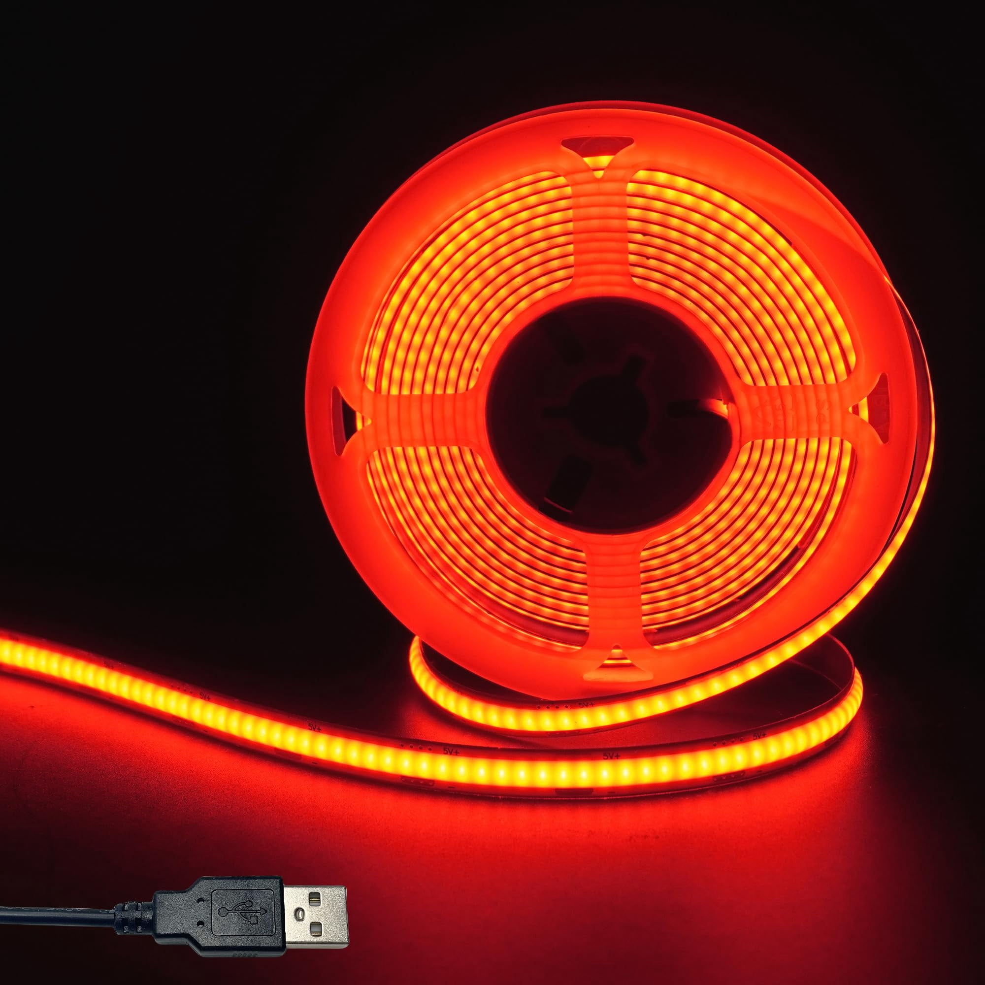 Clearhill 5V 8mm Width USB COB LED Strip Lights,Red,320LEDs/M,8W/M ...