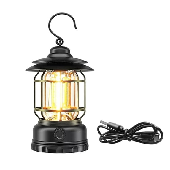 Clearhill Frame Decorative Table Lamp, 3 Modes LED Lights with Hooks, Dimmable, Vintage Style, Portable Waterproof Camping Light for Indoor/Outdoor Use