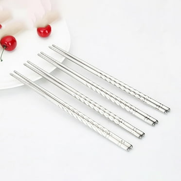Clearing! HiCafh Chopsticks 5 Pair Metal Reusable Korean Chinese Stainless Steel Sticks