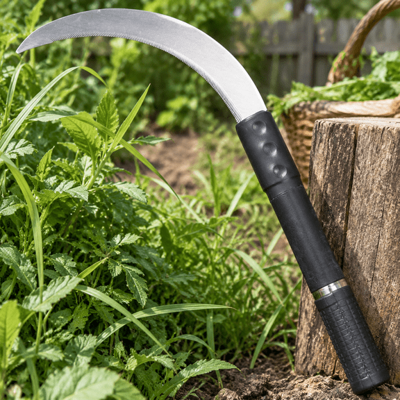 Clearing Sickle, Weeding Sickle, carbon steel Blade/steel Handle Sickle - Great for Removing Unwanted Vines and Weeds (13 in)