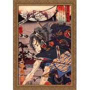 Clearing water at Horikawa 28x40 Large Gold Ornate Wood Framed Canvas Art by Utagawa Kuniyoshi