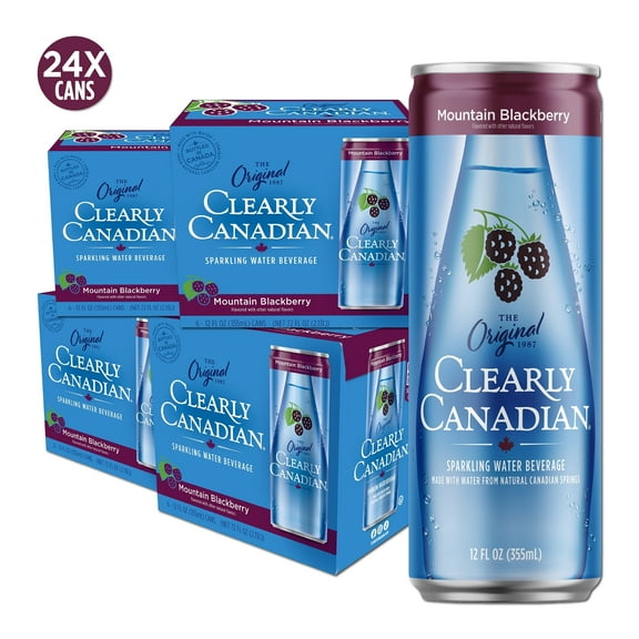 Clearly Canadian Mountain Blackberry Sparkling water, 24-Pack, 12 oz Cans