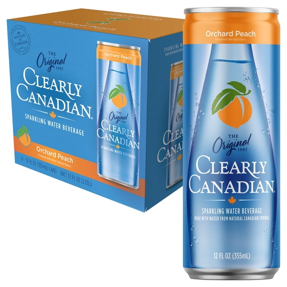 Clearly Canadian Orchard Peach Sparkling Water, 12 oz, 6-Pack
