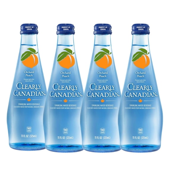 Clearly Canadian Sparkling Flavored Water Orchard Peach, 4 Pack