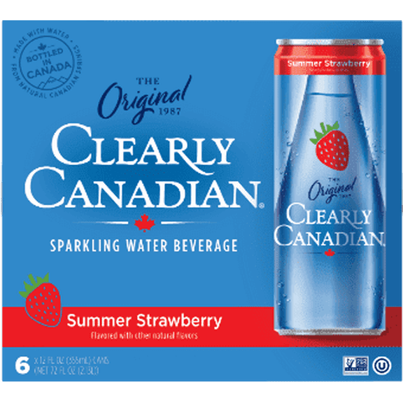 Clearly Canadian - Summer Strawberry Sparkling Water 6 Pack 72FO ( pack of 6)