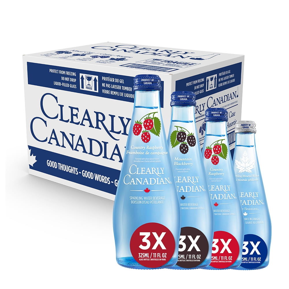 Clearly Canadian Variety Sparkling Water, 11 fl oz, Pack of 12
