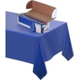 thumbnail image 1 of Clearly Elegant Blue Disposable Plastic Tablecloth Roll with Self-Cutter, 52” X 100 Ft, 1 of 4