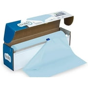 Clearly Elegant Light Blue Disposable Plastic Tablecloth Roll with Self-Cutter, 52inx1181in